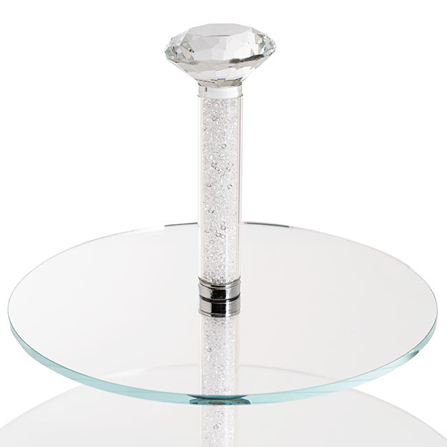 Cake Stand - Crystal Glass 2 Tier Cake Stand Clear (45cmH) - Notbrand