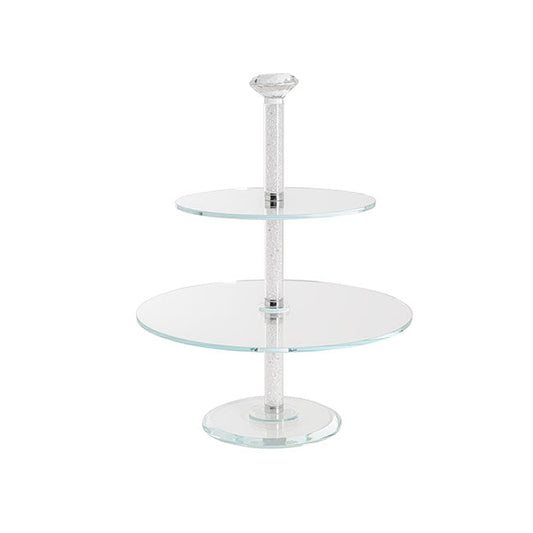 Cake Stand - Crystal Glass 2 Tier Cake Stand Clear (45cmH) - Notbrand