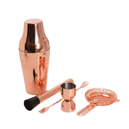 Cocktail Shaker 5PC Set Metallic Rose Gold - Notbrand