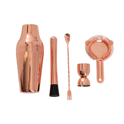 Cocktail Shaker 5PC Set Metallic Rose Gold - Notbrand