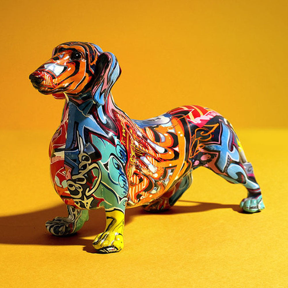 Abstract Graffiti Dachshund Dog Resin Sculpture - Notbrand