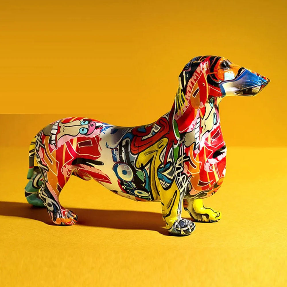 Abstract Graffiti Dachshund Dog Resin Sculpture - Notbrand