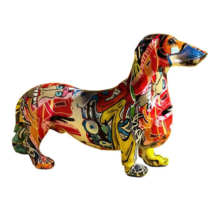 Abstract Graffiti Dachshund Dog Resin Sculpture - Notbrand