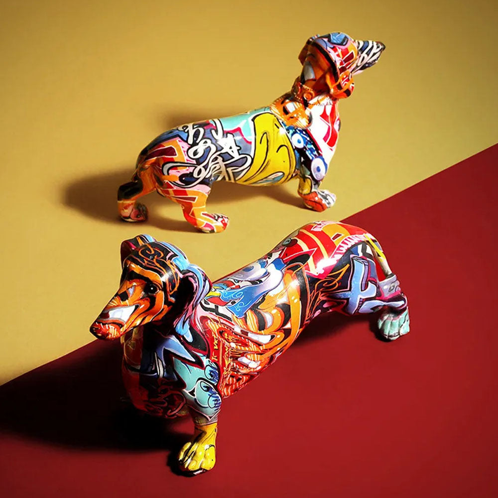 Abstract Graffiti Dachshund Dog Resin Sculpture - Notbrand