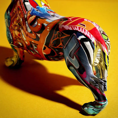 Abstract Graffiti Dachshund Dog Resin Sculpture - Notbrand