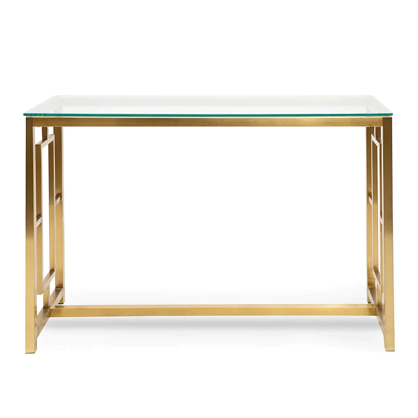 Fluck Glass Console Table - Brushed Gold Base - Notbrand