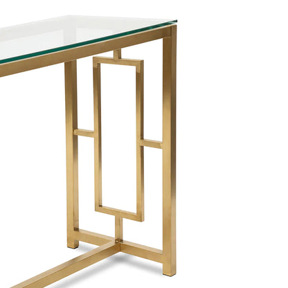 Fluck Glass Console Table - Brushed Gold Base - Notbrand