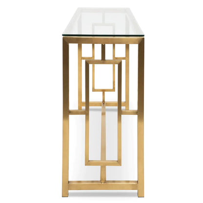 Fluck Glass Console Table - Brushed Gold Base - Notbrand