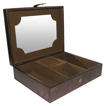 Jhaan Dark Leather Jewellery Box with Mirror - Notbrand