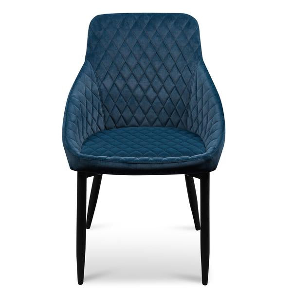 Set Of 2 Flint Navy Blue Velvet Dining Chair with Black Legs - Notbrand