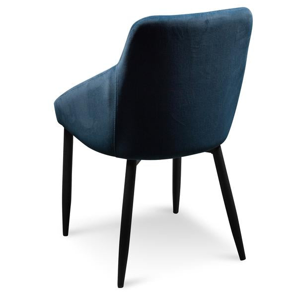 Set Of 2 Flint Navy Blue Velvet Dining Chair with Black Legs - Notbrand