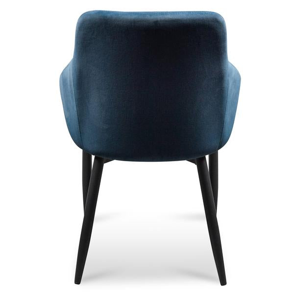 Set Of 2 Flint Navy Blue Velvet Dining Chair with Black Legs - Notbrand