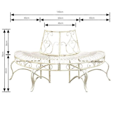 Distressed Antique White Half Tree Surround Bench Seat - NotBrand