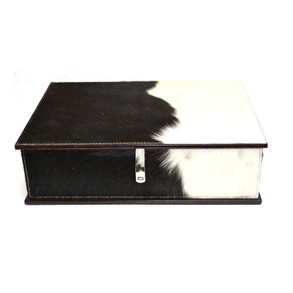 Abadie Black & White Fur Pancho Leather Document Box - Notbrand