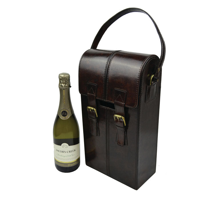 Silenus Dark Leather Double Wine Holder - Notbrand