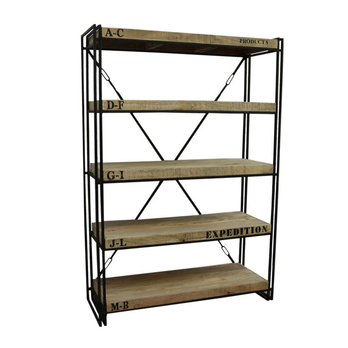 Expedition Mango Timber Industrial Bookcase Shelving Unit - House of Hyne