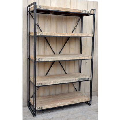 Expedition Mango Timber Industrial Bookcase Shelving Unit - House of Hyne