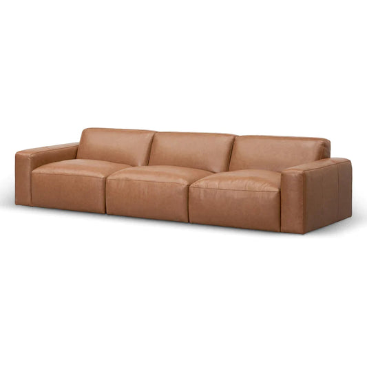 Caramel Classic 4-Seater Leather Sofa - House of Hyne