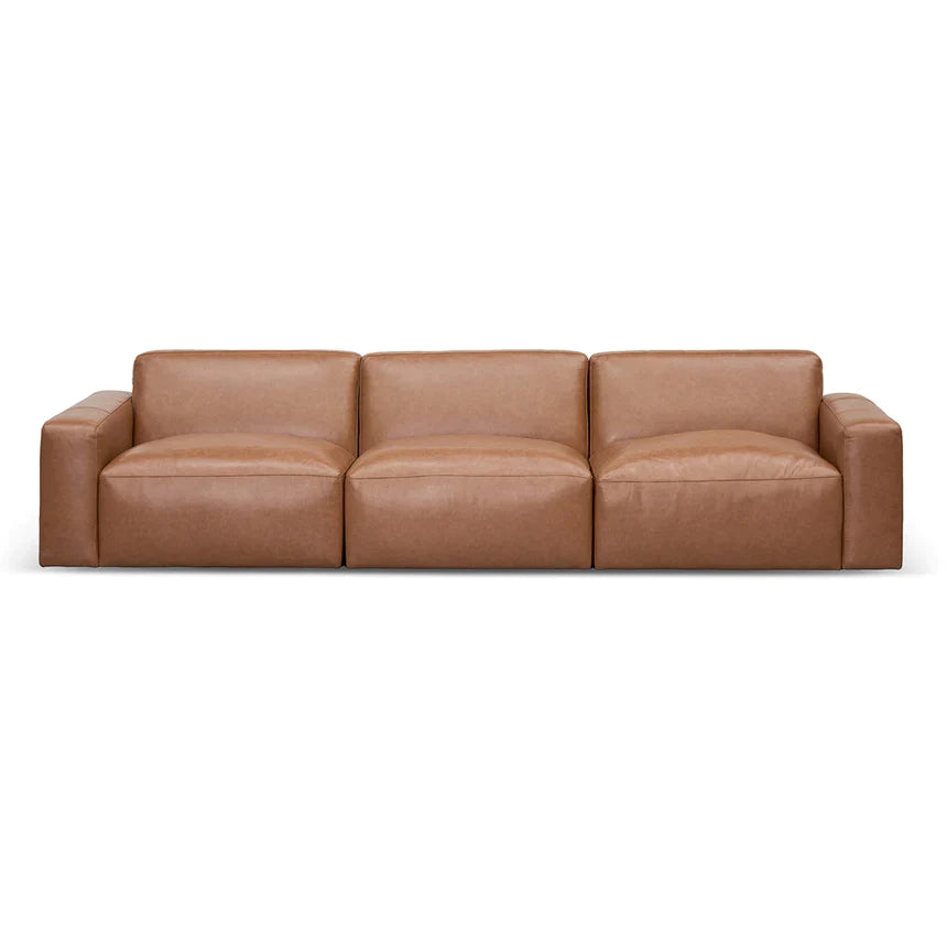 Caramel Classic 4-Seater Leather Sofa - House of Hyne