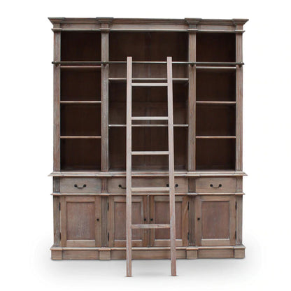 Estate Bookcase With Ladder - Weathered Oak - House of Hyne