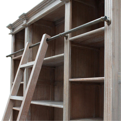 Estate Bookcase With Ladder - Weathered Oak - House of Hyne