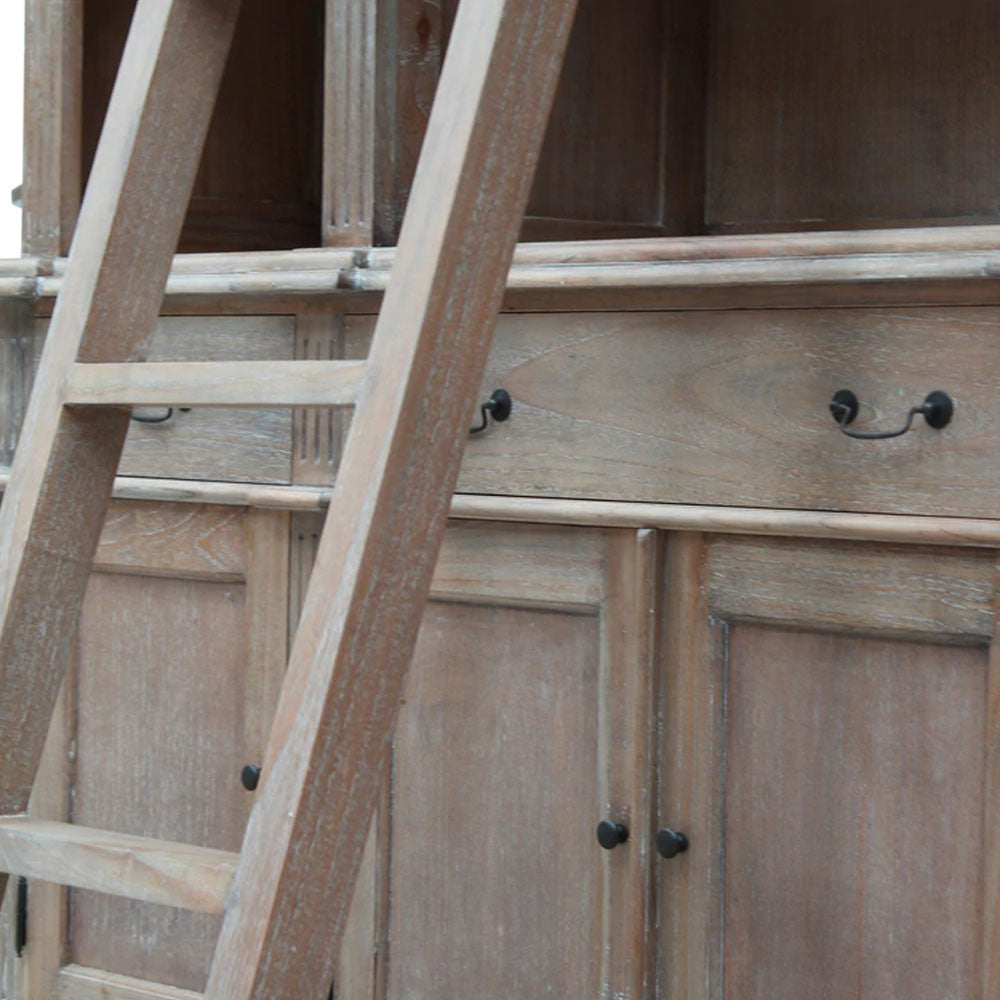 Estate Bookcase With Ladder - Weathered Oak - House of Hyne