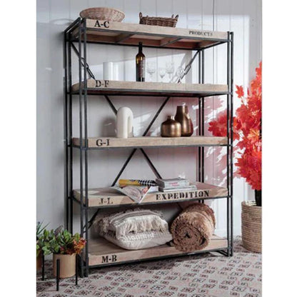 Expedition Mango Timber Industrial Bookcase Shelving Unit - House of Hyne