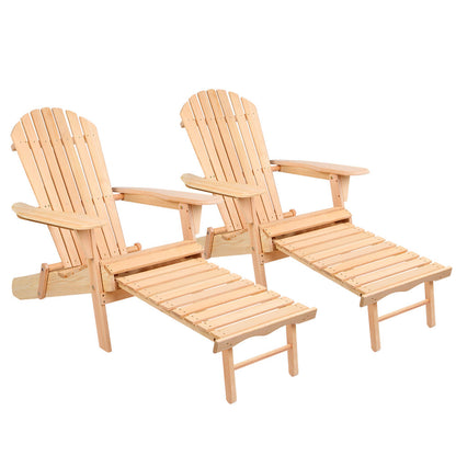 Vitalian Set of 2 Outdoor Adirondack Lounge Chairs Patio ottoman Set - Notbrand