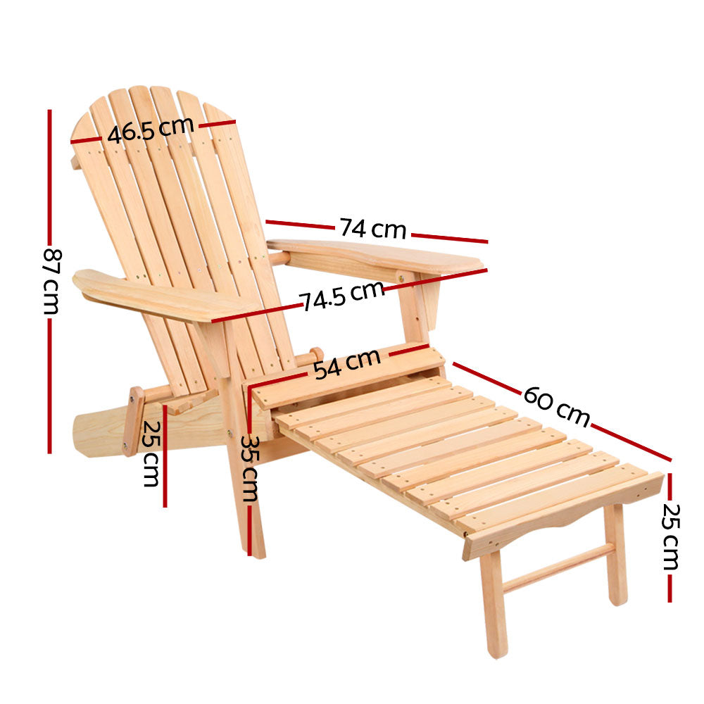 Vitalian Set of 2 Outdoor Adirondack Lounge Chairs Patio ottoman Set - Notbrand