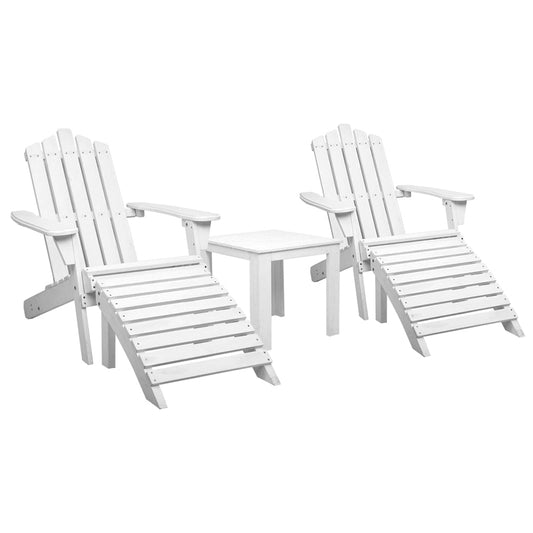 Vitalian Outdoor Wooden Adirondack Lounge Chairs & Side Table Set - Notbrand