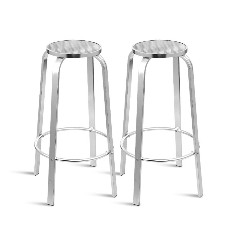 Gardeon Set of 2 Outdoor Bar Stools Patio Furniture Indoor Bistro Kitchen Aluminum - Notbrand