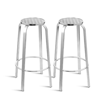 Gardeon Set of 2 Outdoor Bar Stools Patio Furniture Indoor Bistro Kitchen Aluminum - Notbrand