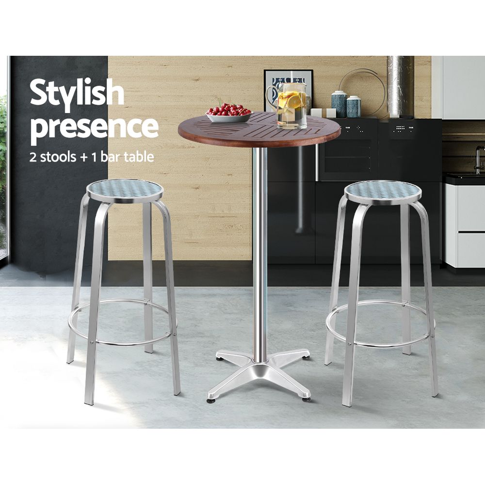 Vitalian Outdoor Aluminium Bistro Bar Table & Stools Set - Notbrand