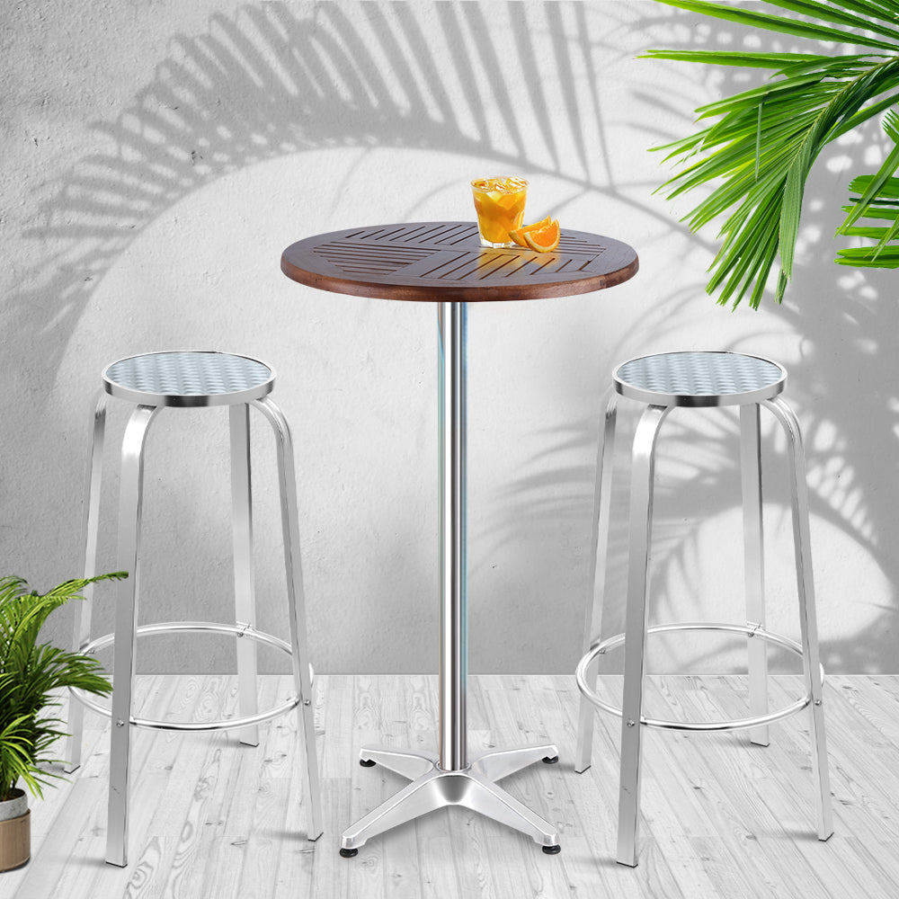 Vitalian Outdoor Aluminium Bistro Bar Table & Stools Set - Notbrand