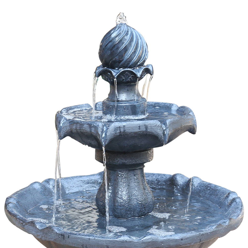 Geth Solar Powered Fountain in Black - 3 Tier - Notbrand