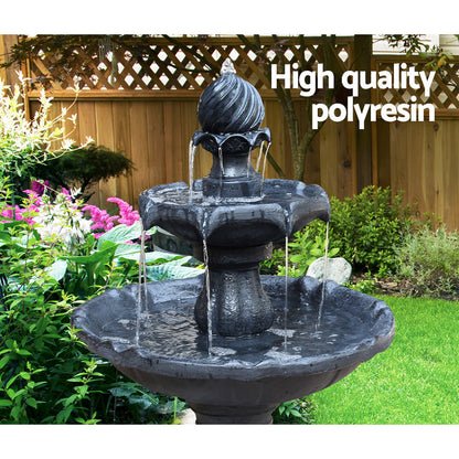 Geth Solar Powered Fountain in Black - 3 Tier - Notbrand