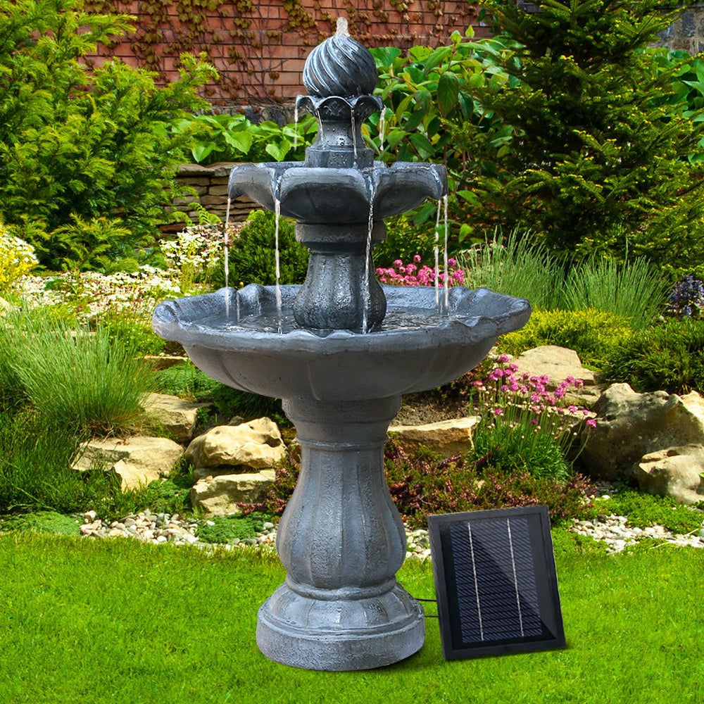 Geth Solar Powered Fountain in Black - 3 Tier - Notbrand