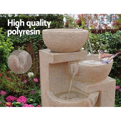 Galven Solar Fountain with Light in Sand - 4 Tier - Notbrand