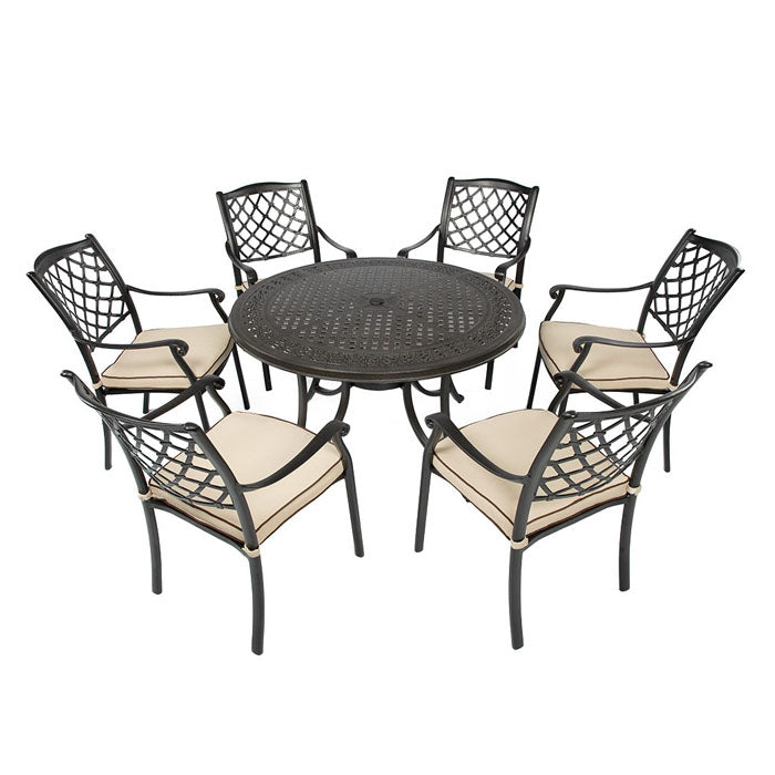 Set of 7 Pieces Fuji Cast Aluminium Outdoor Dining Setting - Notbrand