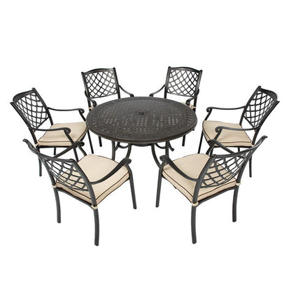 Fuji Cast Aluminium Outdoor Dining Setting - Set of 7 - House of Hyne