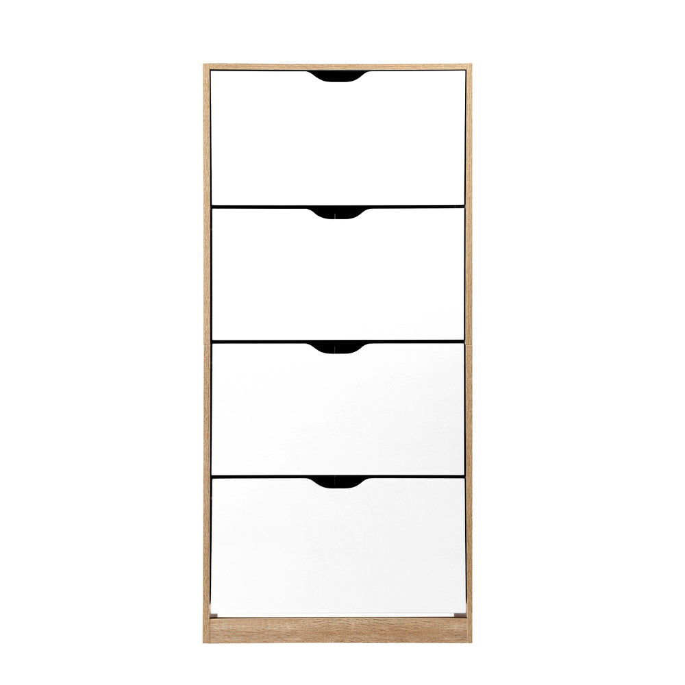 Artiss 48 Pairs Shoe Rack - White & Wood - Notbrand