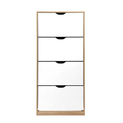 Artiss 48 Pairs Shoe Rack - White & Wood - Notbrand