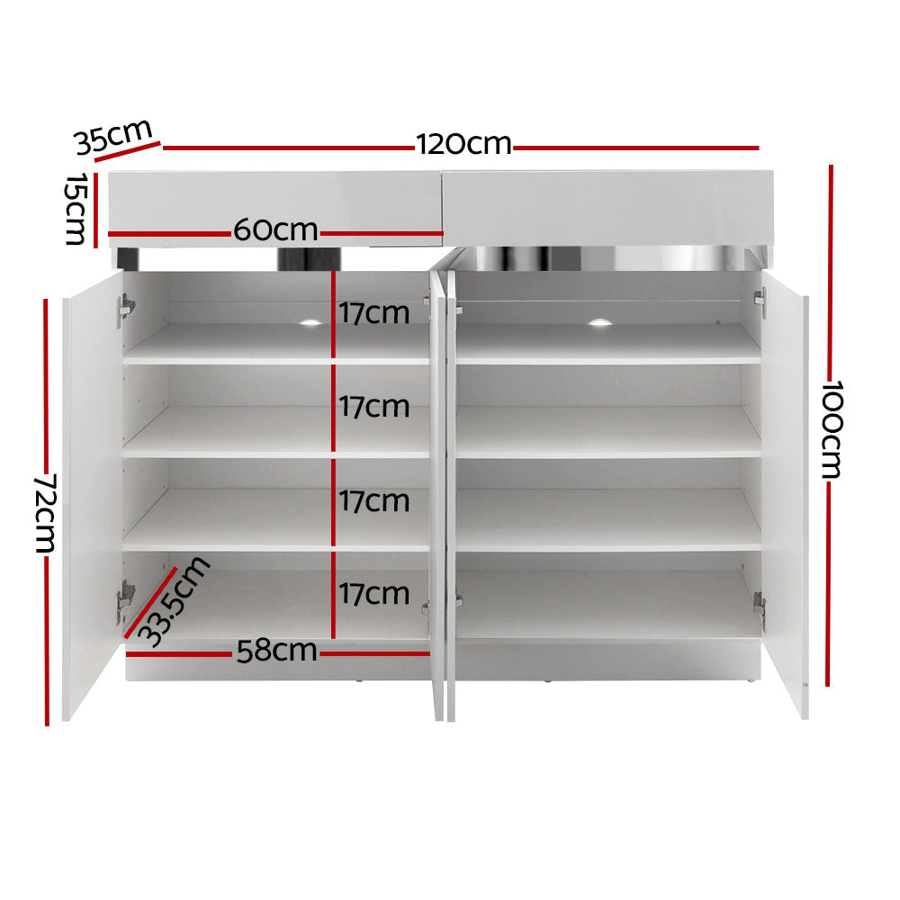 Artiss Shoe Storage Rack / High Gloss Cupboard - White - Notbrand