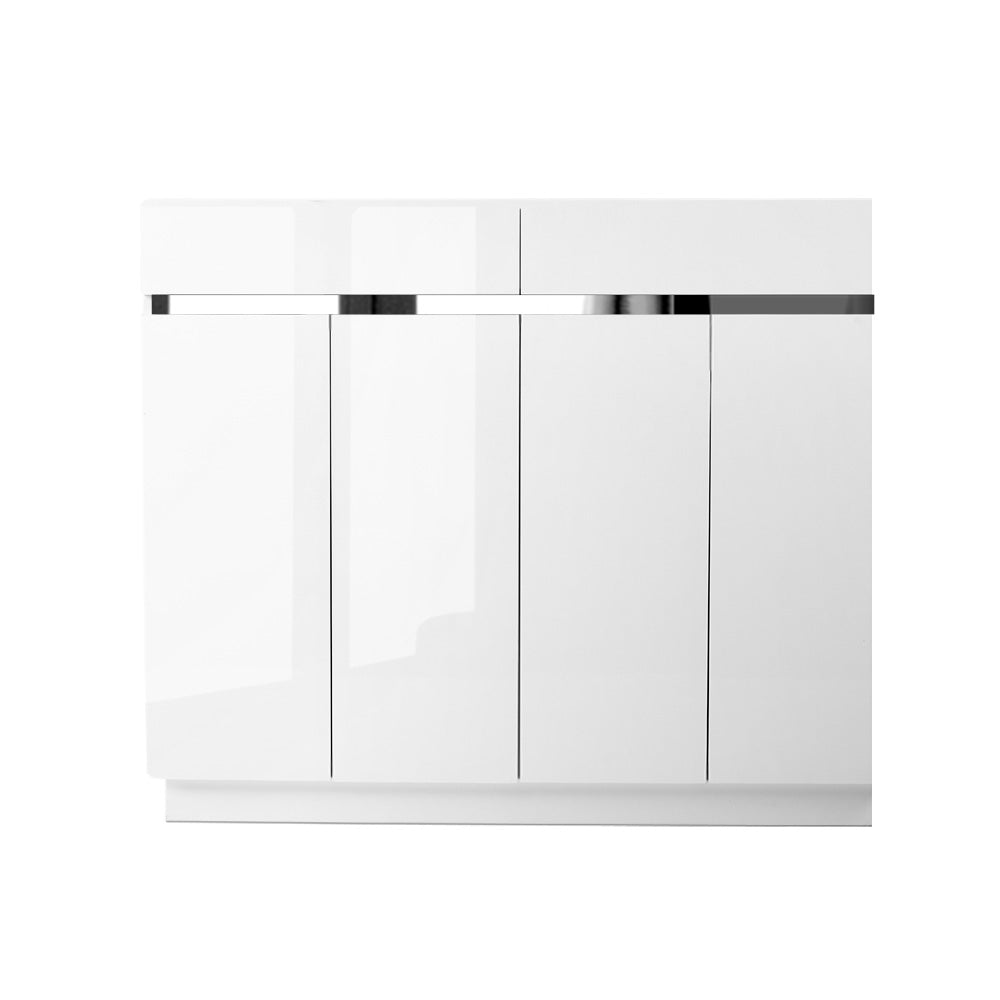 Artiss Shoe Storage Rack / High Gloss Cupboard - White - Notbrand