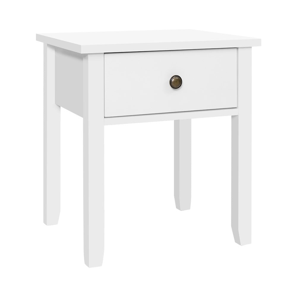 Bedside Tables Drawer Side Table Nightstand White Storage Cabinet White Lamp - Notbrand