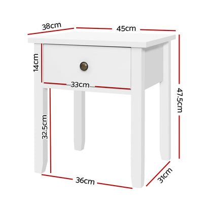 Bedside Tables Drawer Side Table Nightstand White Storage Cabinet White Lamp - Notbrand