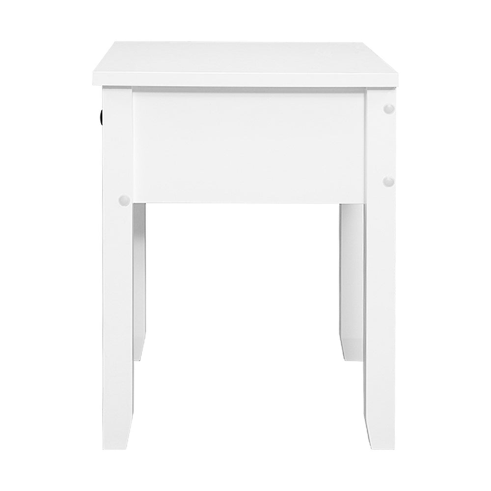 Bedside Tables Drawer Side Table Nightstand White Storage Cabinet White Lamp - Notbrand