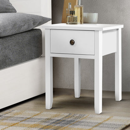 Bedside Tables Drawer Side Table Nightstand White Storage Cabinet White Lamp - Notbrand