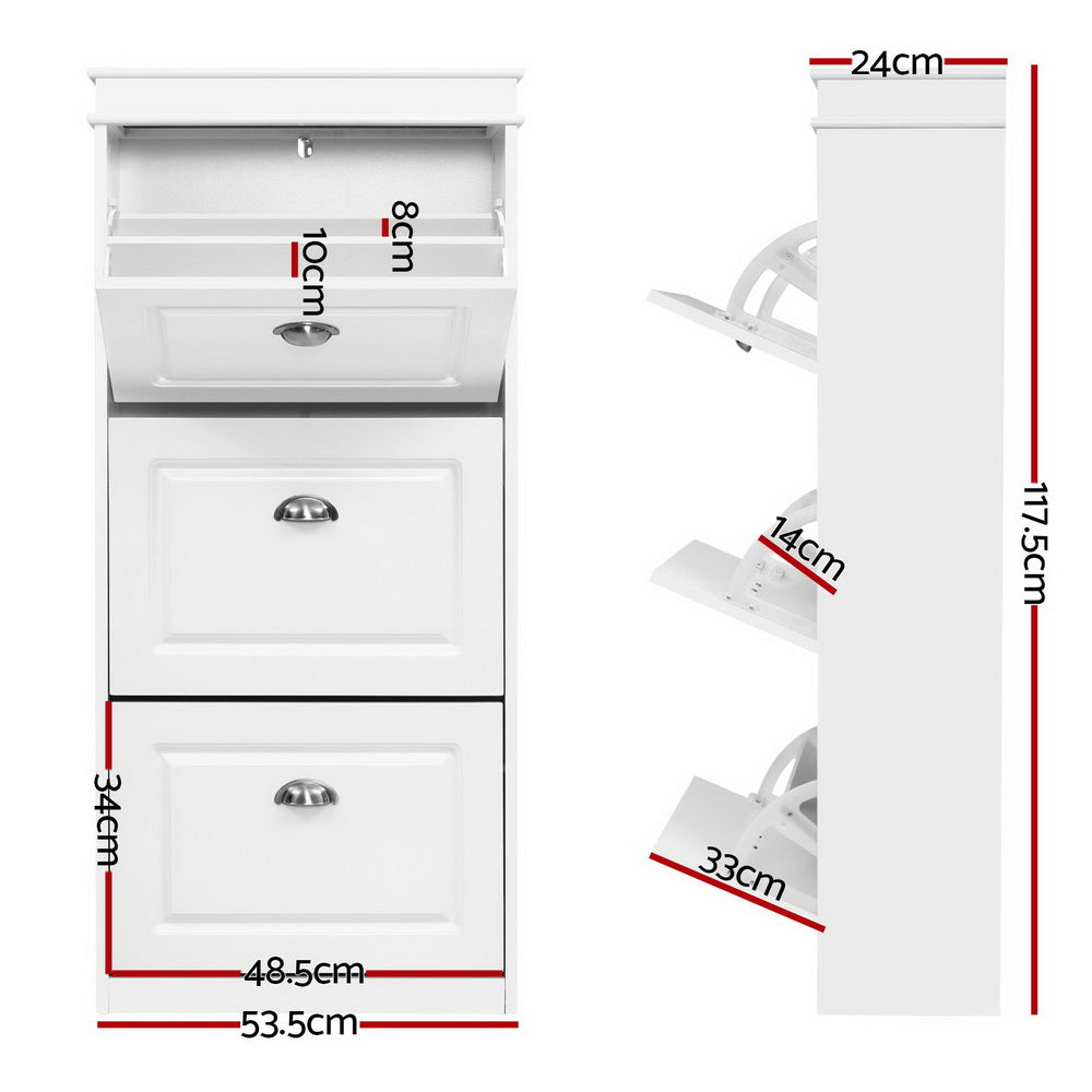 Artiss 18 Pairs Shoe Storage Rack / Cabinet - White - Notbrand