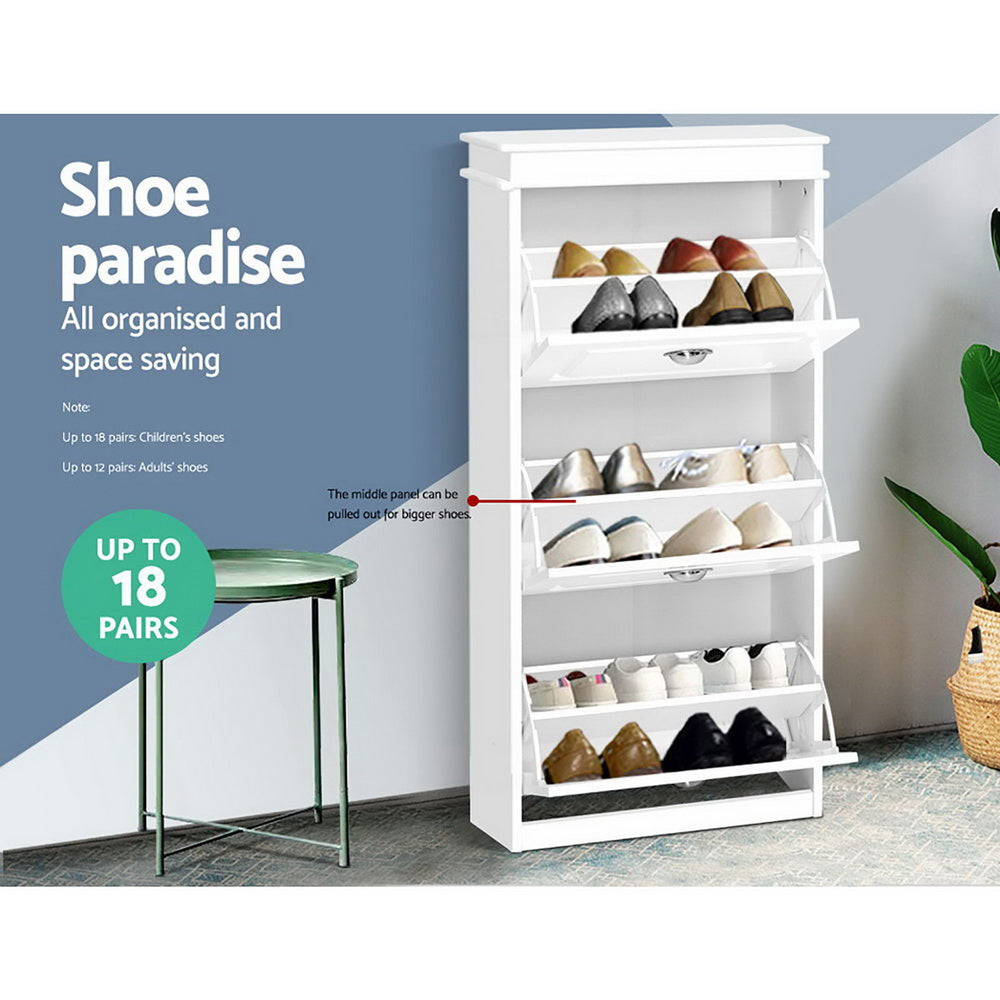 Artiss 18 Pairs Shoe Storage Rack / Cabinet - White - Notbrand